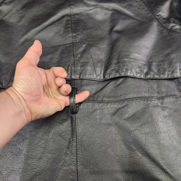 Wilsons Leather Jacket Mens Medium Black Thinsulate Button Coat‎ Blazer Lapel
